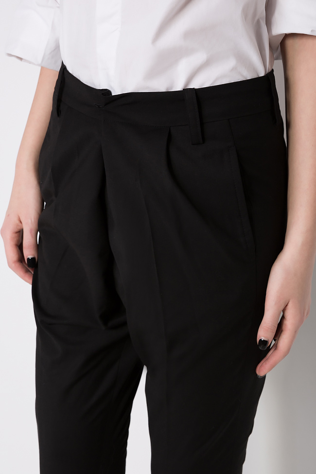 Wrap-effect cotton-blend tapered pants Reprobable image 3