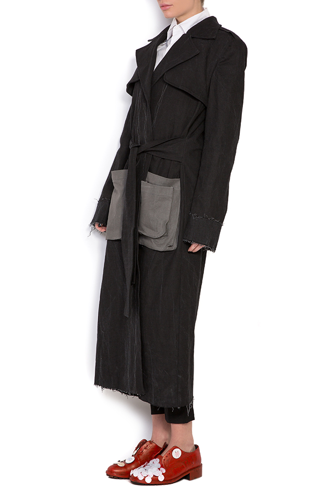 Manteau en denim de coton avec des poches surdimensionnées Reprobable image 1
