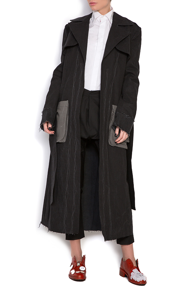 Manteau en denim de coton avec des poches surdimensionnées Reprobable image 3
