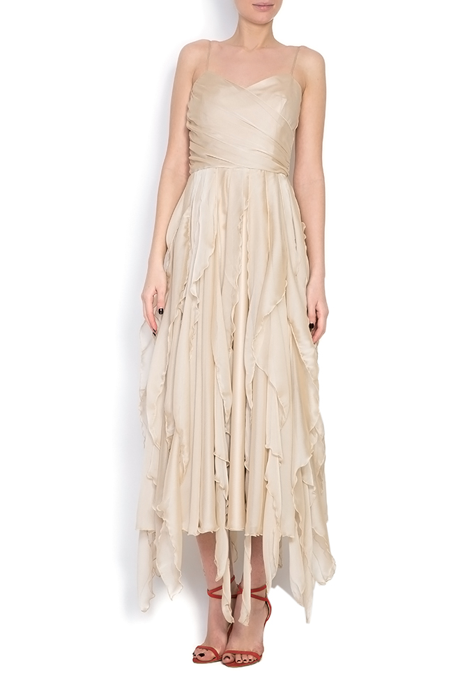 Asymmetric silk-blend midi dress Cloche image 0