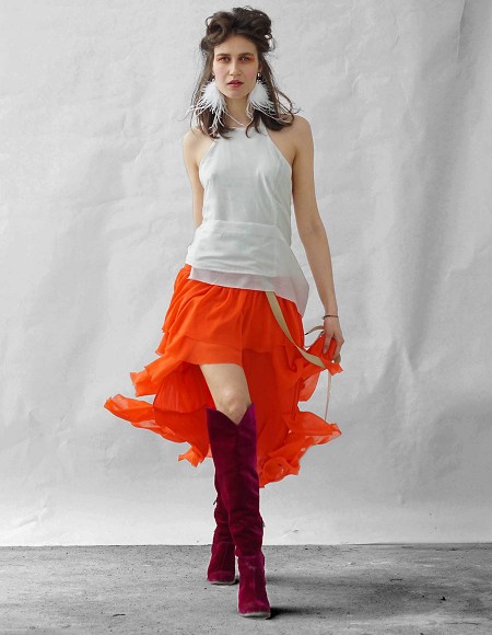 Apron ruffled crepe maxi skirt Studio Cabal image 4