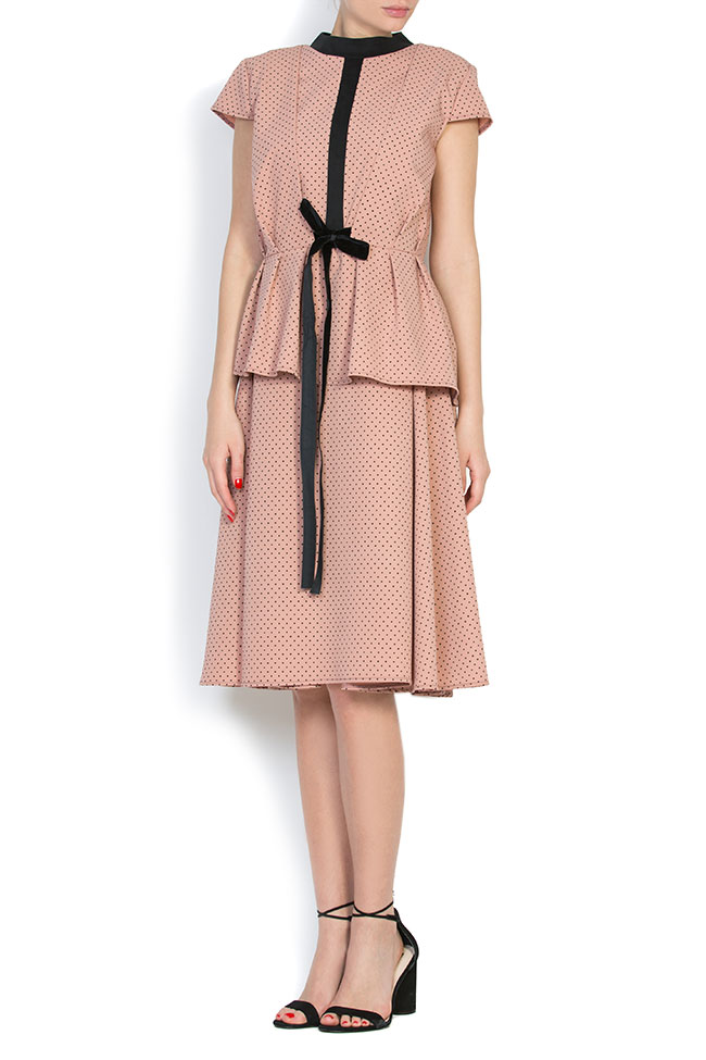 Velvet bow-embellished polka-dot cotton-poplin dress Bluzat image 0