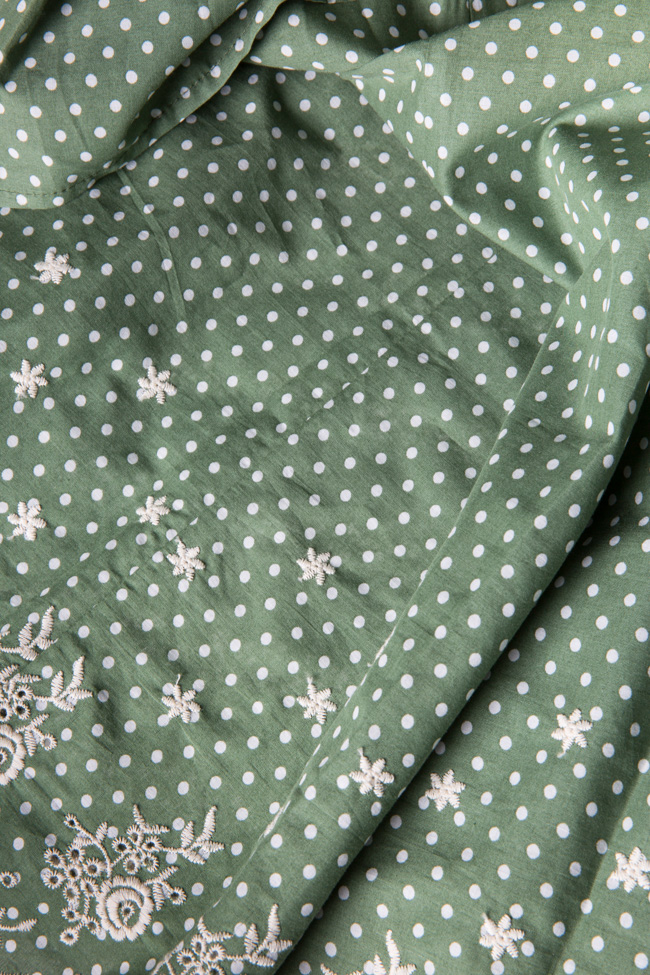 Velvet bow-embellished polka-dot cotton-poplin dress Bluzat image 4