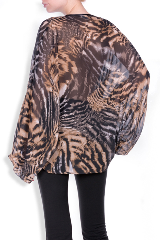 Leopard-print silk-blend crepe top Zenon image 2