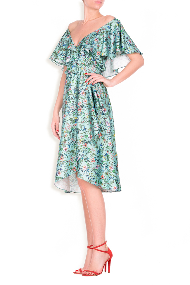 Ruffled floral-print wrap dress Lure image 1