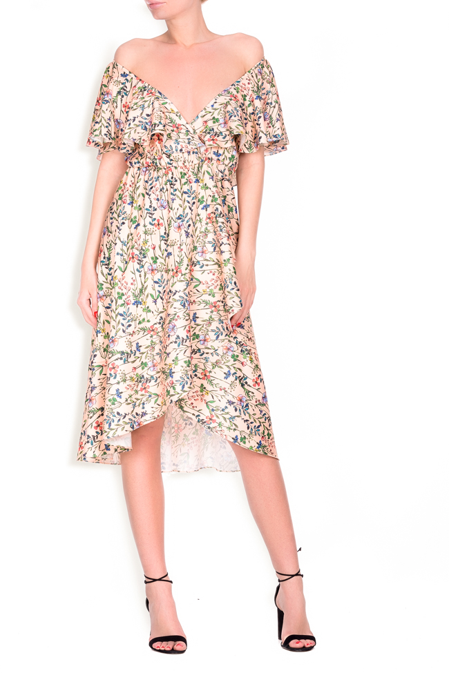 Ruffled floral-print wrap dress Lure image 0