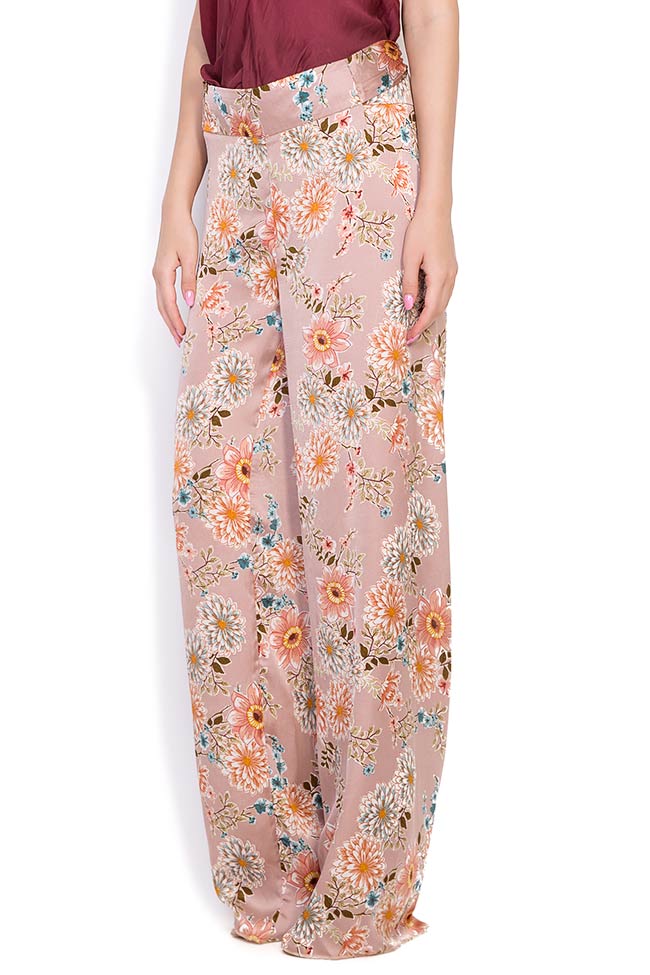 Fantesy floral-print silk-blend wide-leg pants Shakara image 1