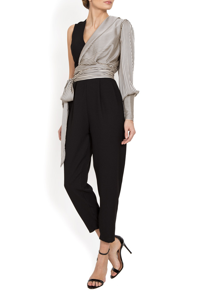 Black jumpsuit with asymmetrical striped top BADEN 11 image 0
