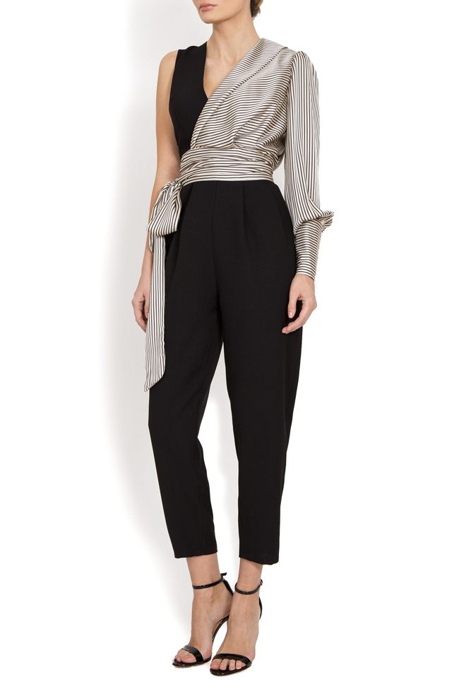 Black jumpsuit with asymmetrical striped top BADEN 11 image 2