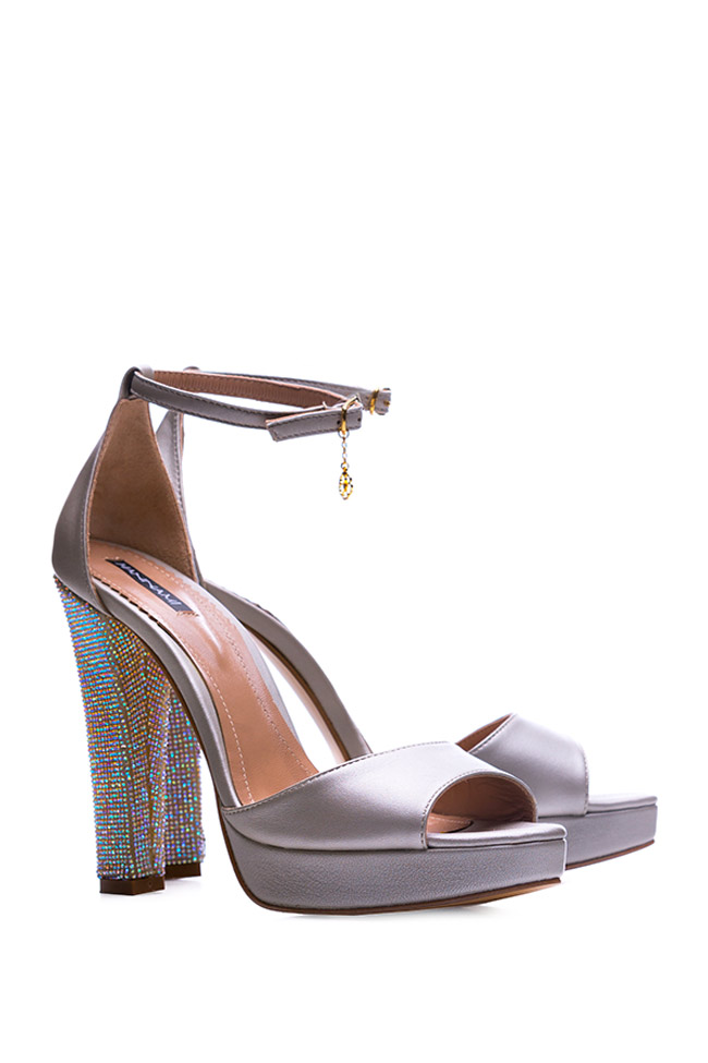 Precious embellished metallic leather platform sandals Hannami image 1