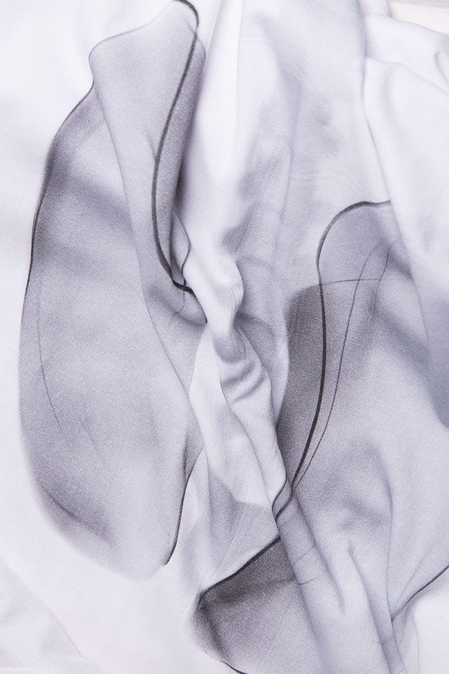 Tricou din bumbac cu imprimeu digital Larisa Dragna imagine 4