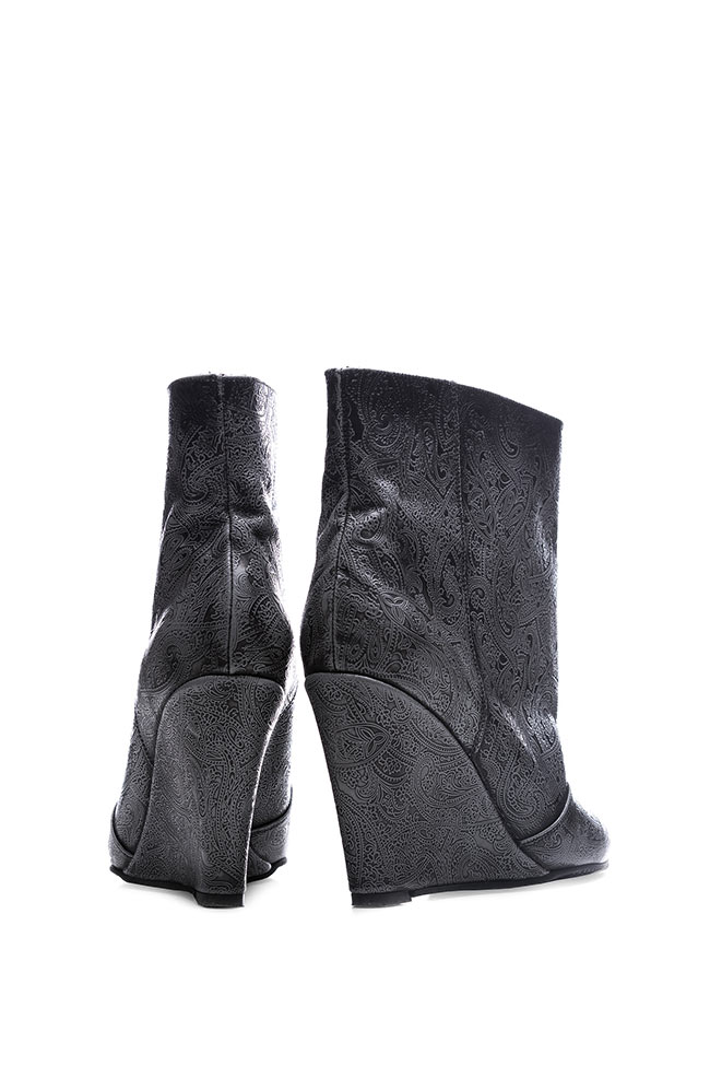Textured-leather wedge boots Zenon image 2