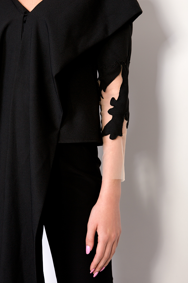 Candid Off-the-shoulder embroidered crepe wrap type top Alina Cernatescu image 3