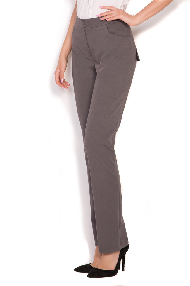 Pantalon en coton mélangé avec liseré Larisa Dragna image 1