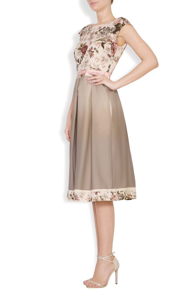 Floral print cashmere and cotton midi dress Oana Manolescu image 1