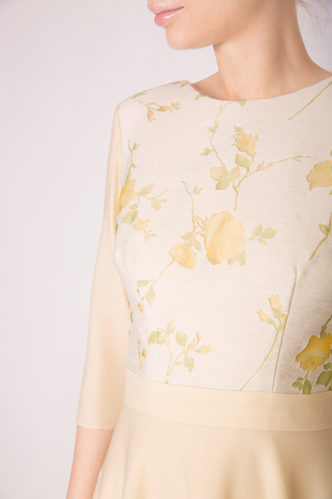 Floral print linen and cashmere midi dress Oana Manolescu image 3
