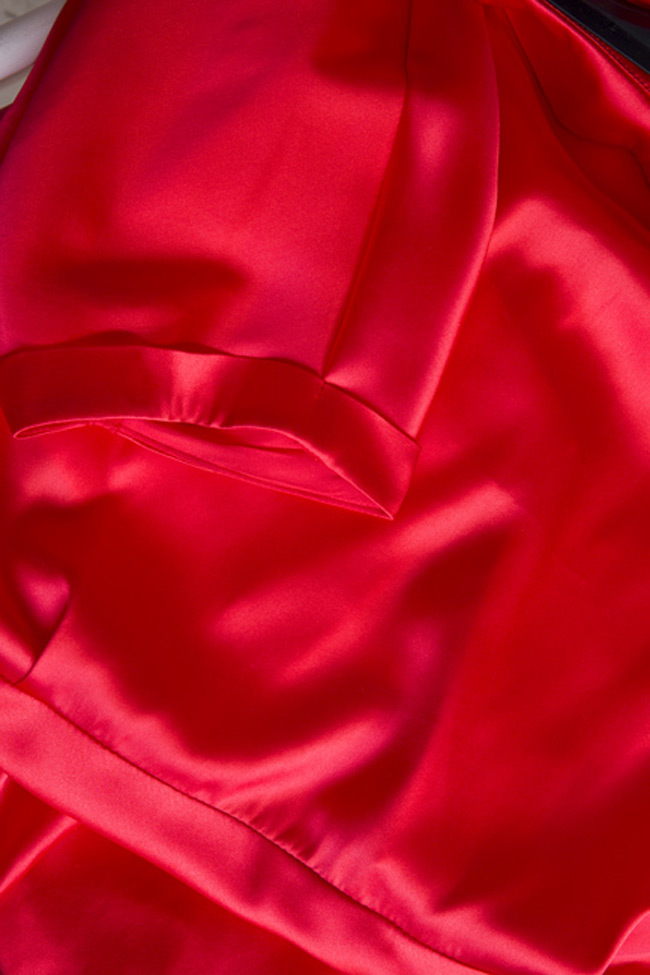 Rochie asimetrica din satin de matase cu corset detasabil  OMRA imagine 4
