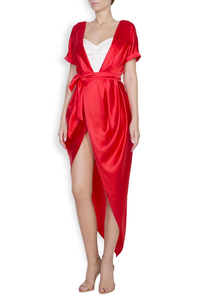 Asymmetric silk satin dress with detachable corset OMRA image 0