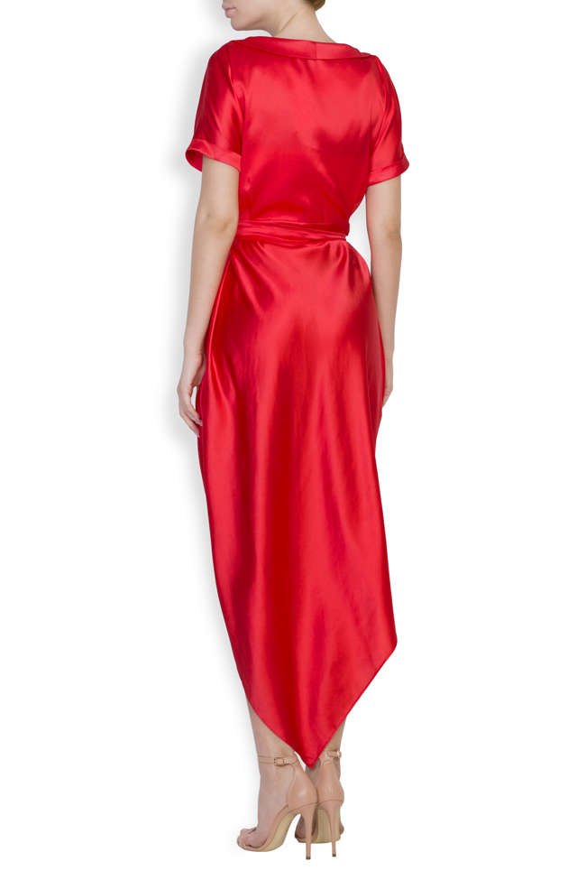 Asymmetric silk satin dress with detachable corset OMRA image 2