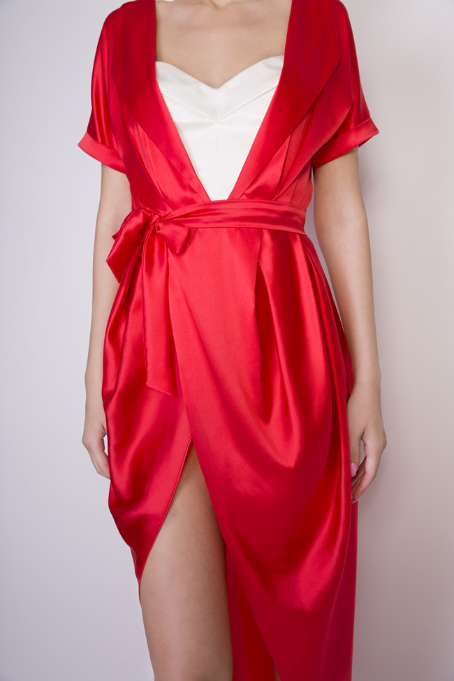 Asymmetric silk satin dress with detachable corset OMRA image 3