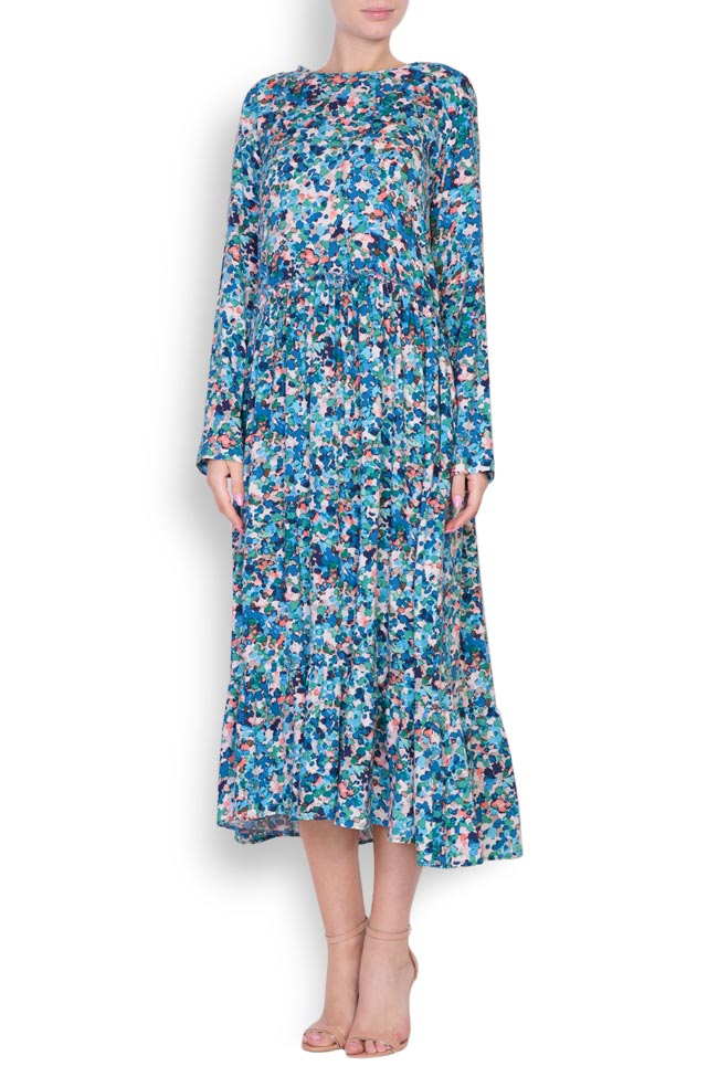Rochie din jerseu de viscoza cu imprimeu floral  Bluzat imagine 0