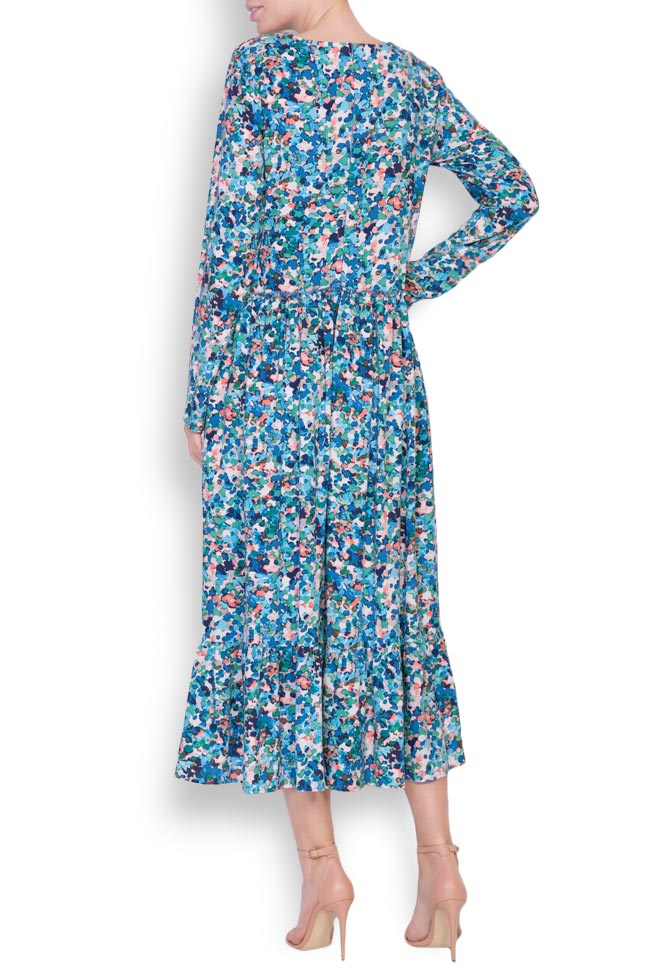 Rochie din jerseu de viscoza cu imprimeu floral  Bluzat imagine 2