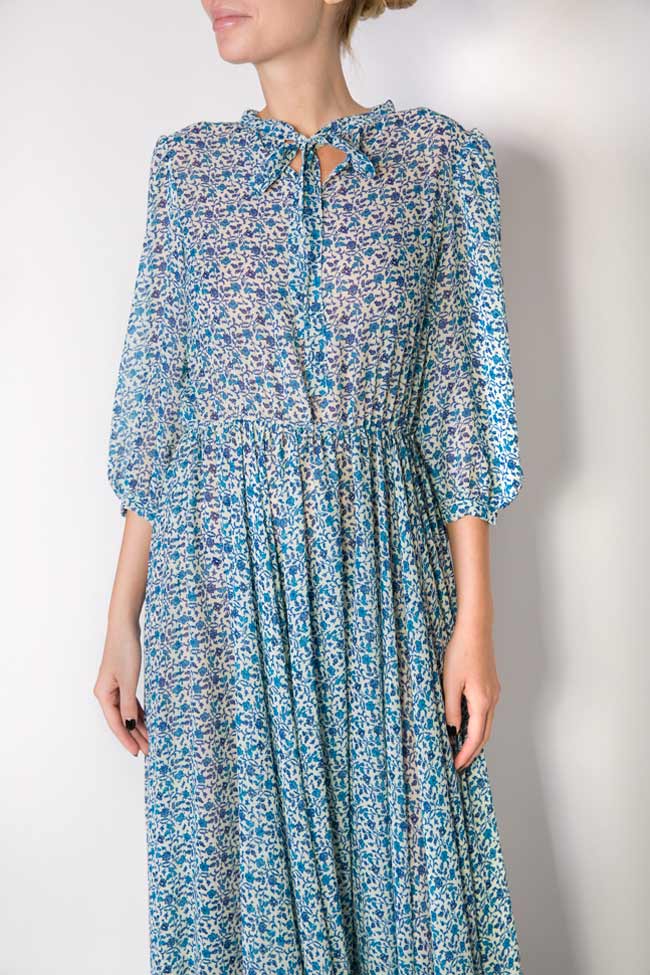 فستان طويل من كريب مزيج الحرير المطبع زينون image 3