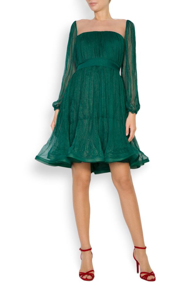 فستان سهرة قصير من موسلين الحرير مع اظافات من التول مايا راتسيو image 0