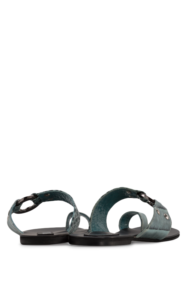 Croc-effect leather sandals Zenon image 2
