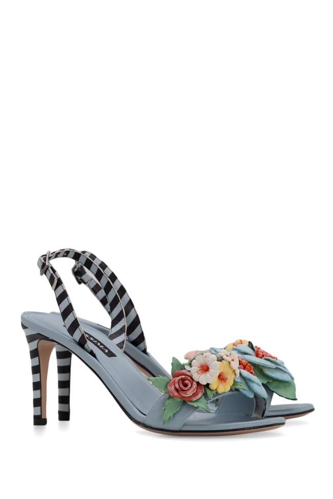 Eva floral-appliquéd leather sandals Ginissima image 1