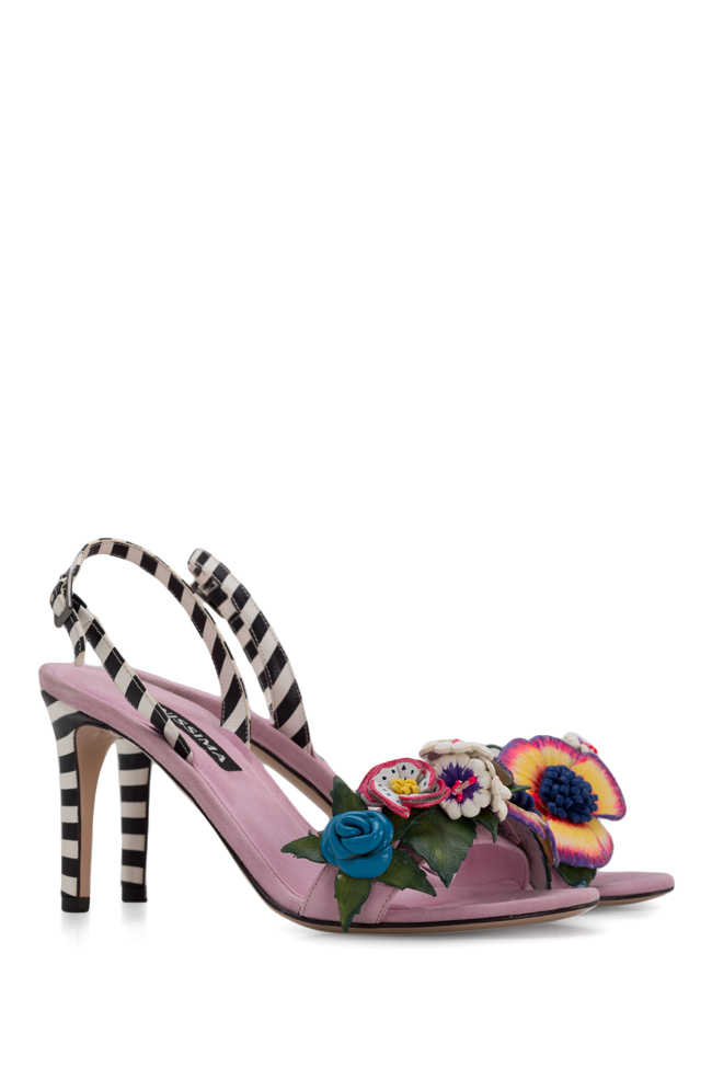 Eva floral-appliquéd suede sandals Ginissima image 1