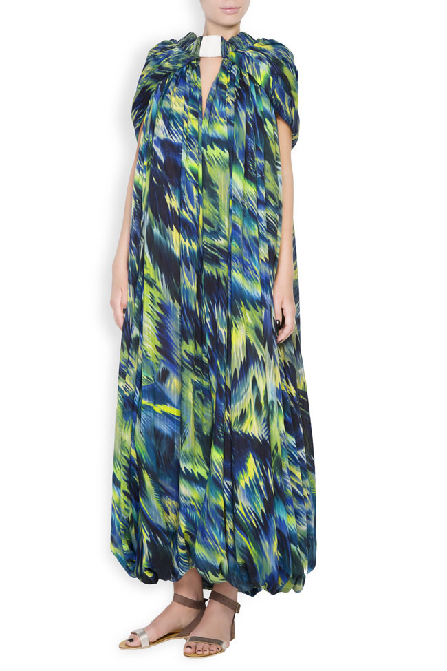 Hooded silk-blend printed maxi skirt Daniela Barb image 0