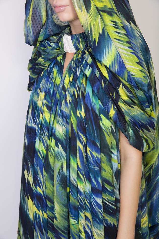 Hooded silk-blend printed maxi skirt Daniela Barb image 3