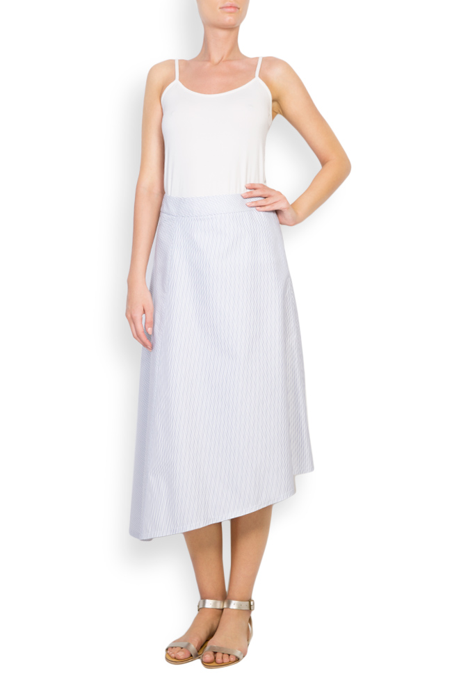 Striped asymmetric cotton-blend skirt Undress image 0