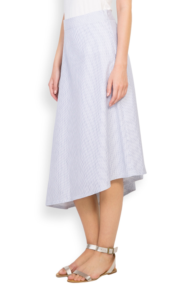 Striped asymmetric cotton-blend skirt Undress image 1
