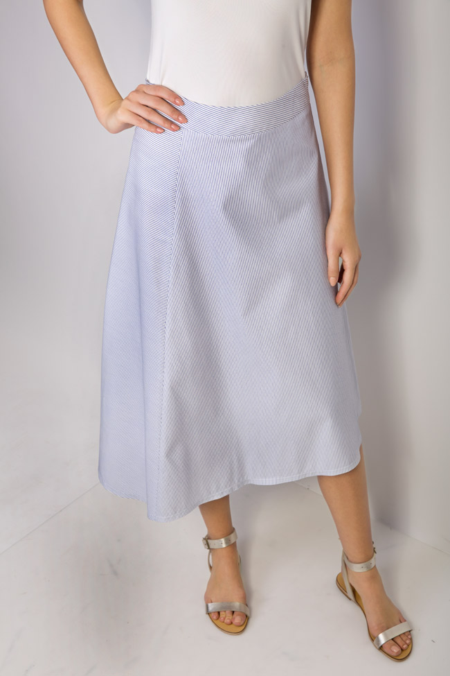 Striped asymmetric cotton-blend skirt Undress image 3