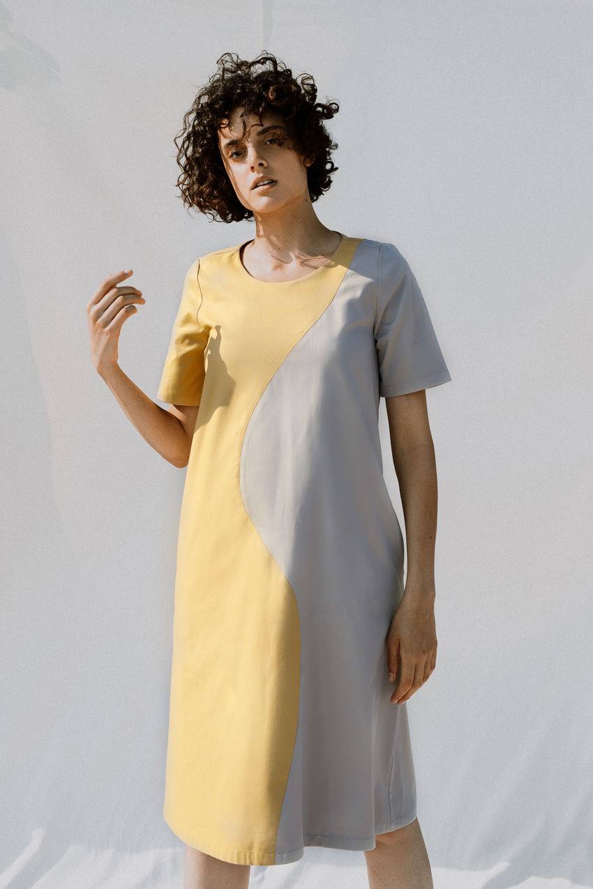 Color-block cotton midi dress Undress image 4