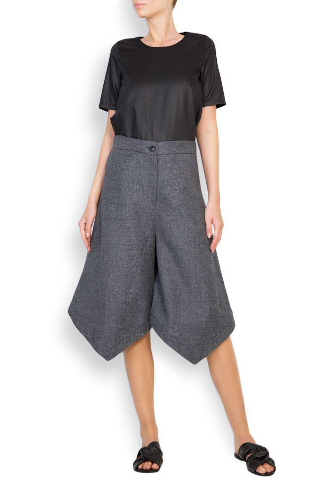 Pantalon asymétrique en lin et coton Undress image 0
