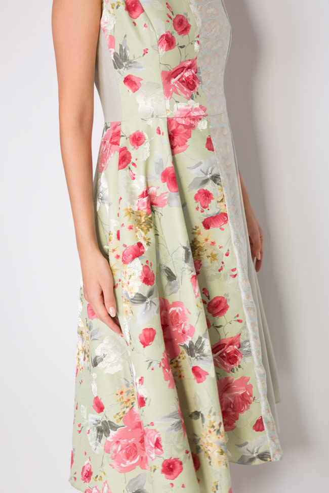 Printed pleated silk-faille dress Oana Manolescu image 3