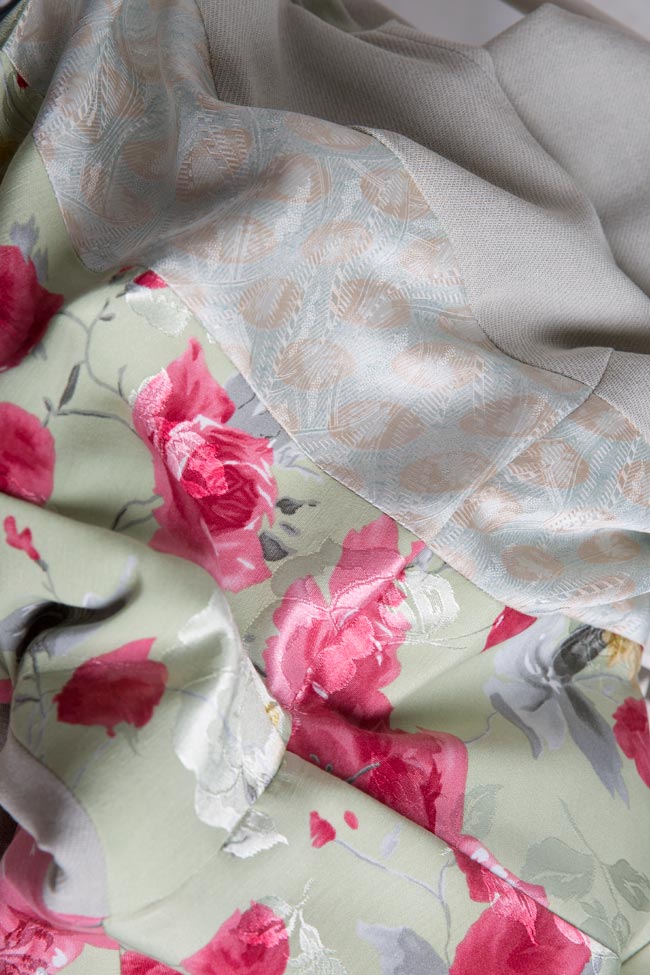 Rochie plisata din stofa de matase cu imprimeu floral Oana Manolescu imagine 4