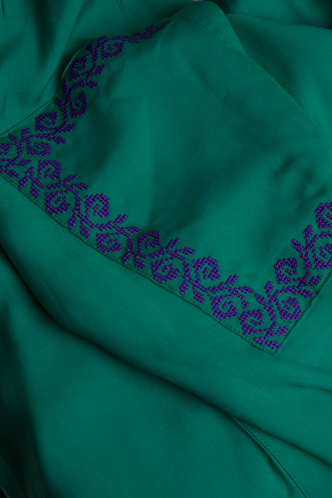 Embroidered silk midi wrap dress Maressia image 4