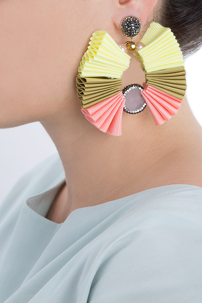 Pink quartz grosgrain band earrings Bon Bijou image 3