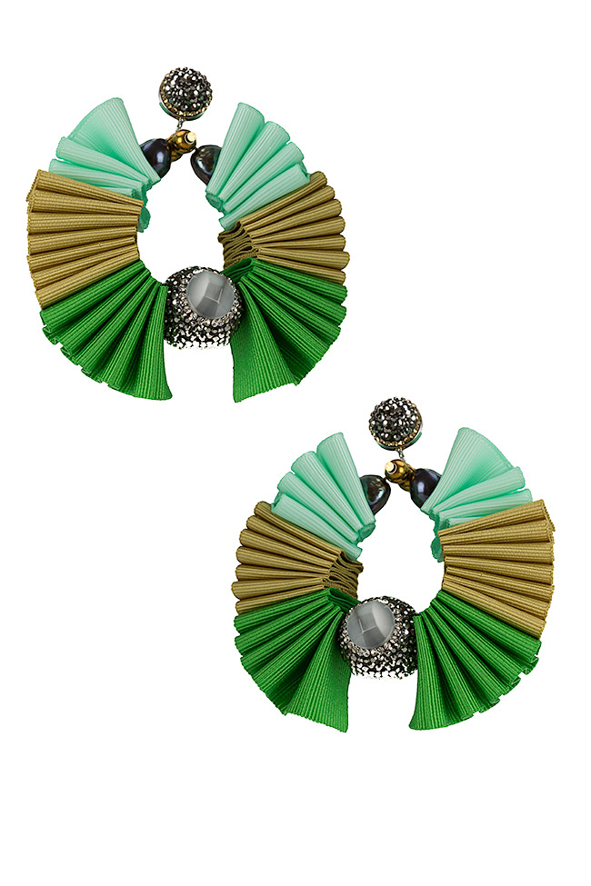 Zirconia grosgrain band earrings Bon Bijou image 0