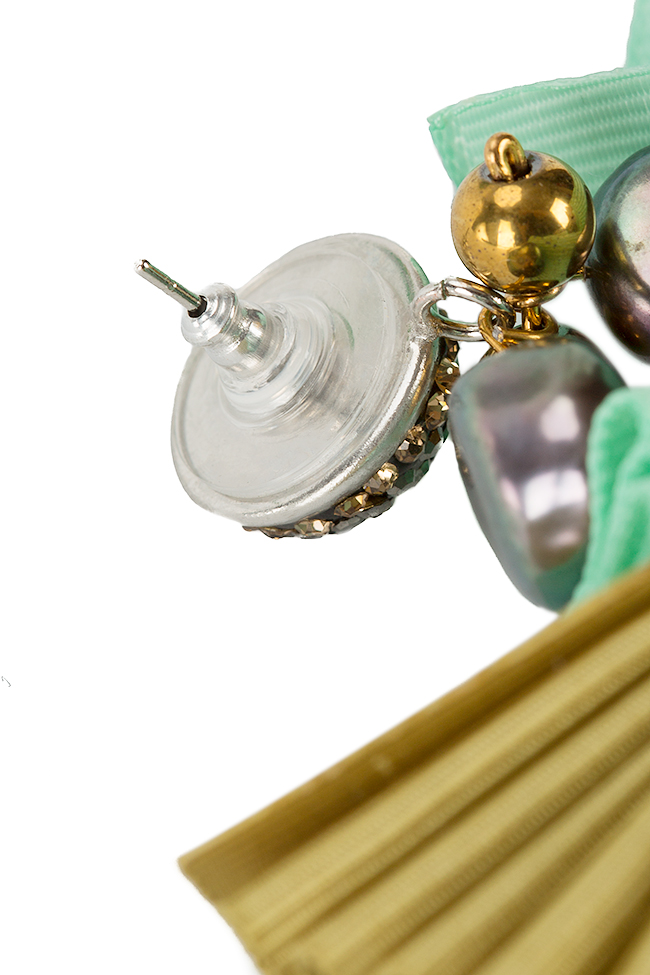 Zirconia grosgrain band earrings Bon Bijou image 2