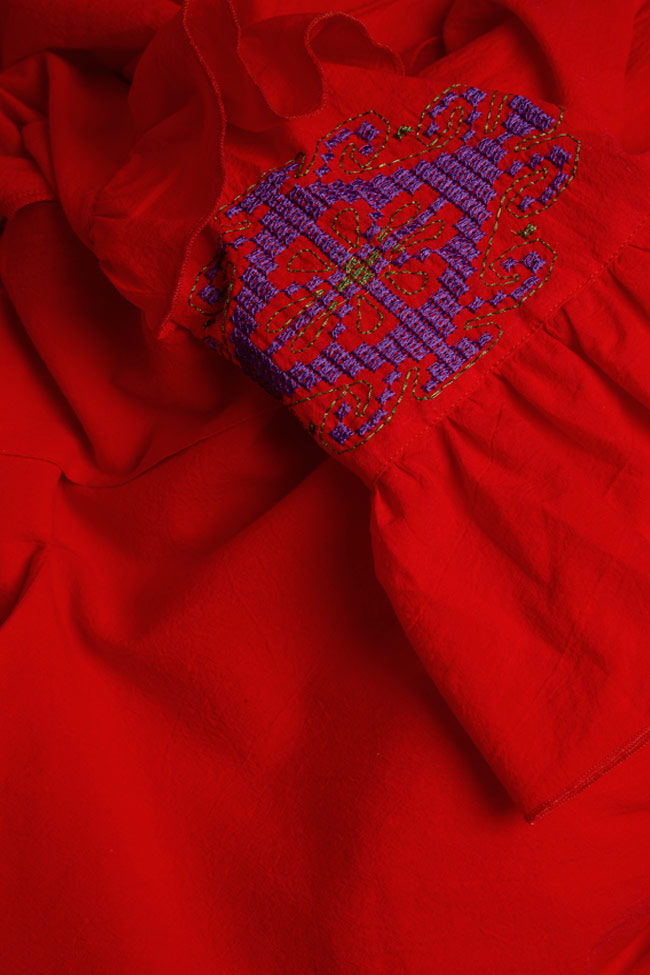 فستان قصير من القطن المطرز بخيط حرير ماريسيا image 4