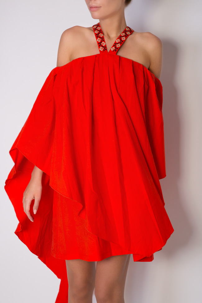 Embroidered off-the-shoulder asymmetric cotton mini dress Maressia image 3