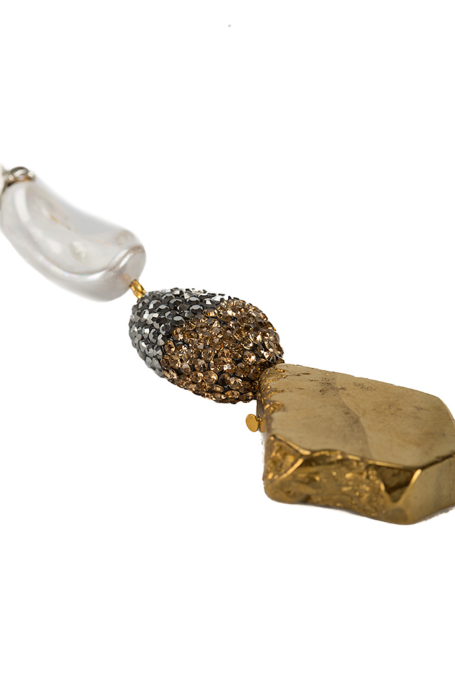 Boucles d'oreilles en bois avec zircons quartz et perles de culture Bon Bijou image 1