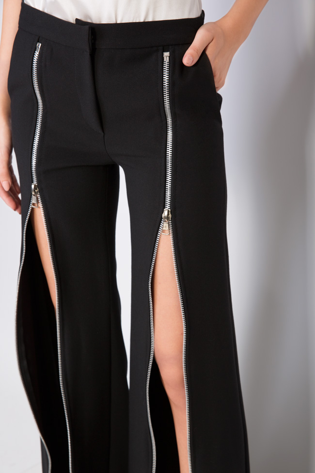 Pantalon en crêpe avec des zips métalliques Ellida Toma image 3