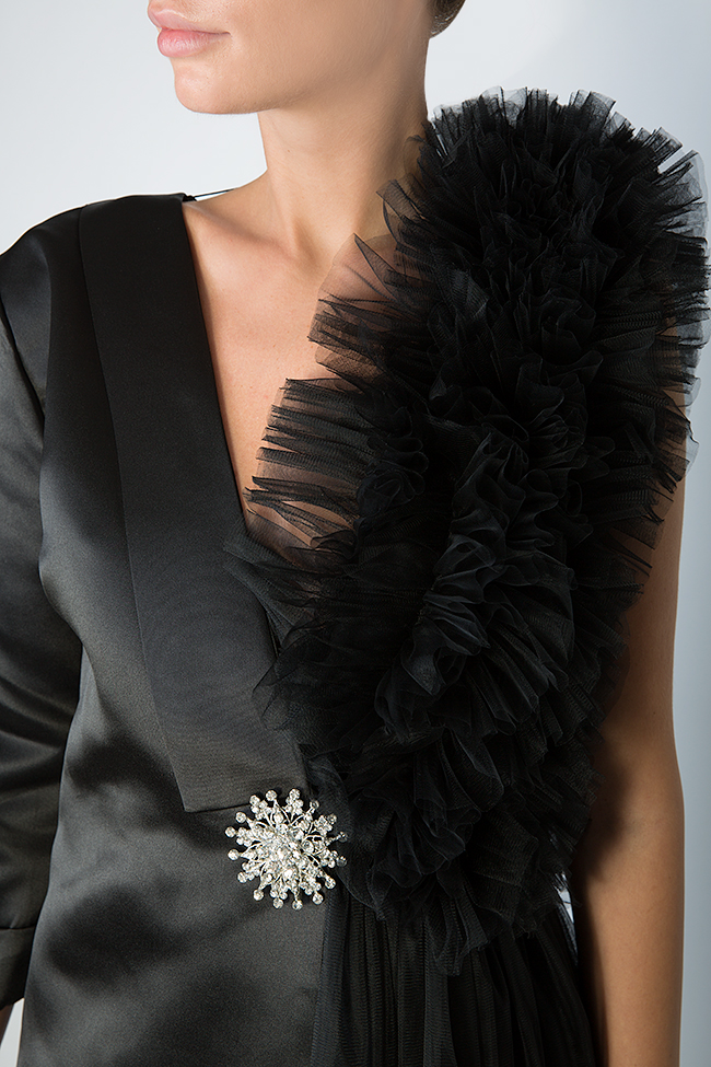 The Night Of The Ball asymmetric embellished ruffled tulle blazer mini dress Atelier Jaisse image 3