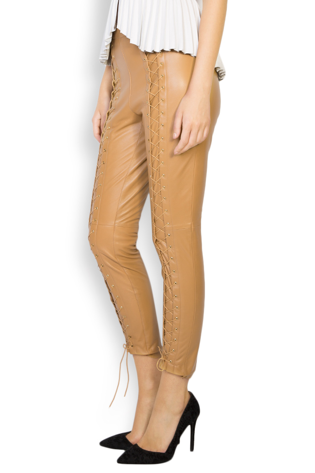 Pantaloni din piele cu snururi LUWA imagine 1